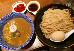 Turn and face the change, tsukemen. Look at the thick on them noodles!